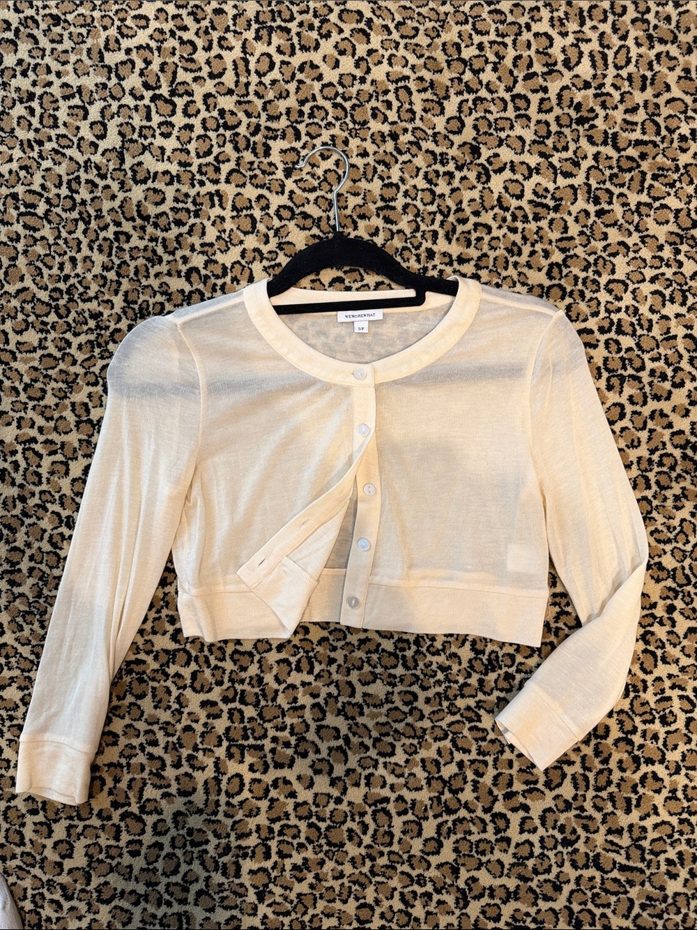 WeWoreWhat Cropped Cream Lightweight Cardigan